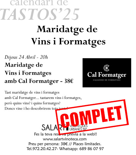 Tast MARIDATGE de vins i formatges amb CAL FORMATGER
